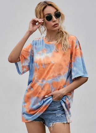 Повседневная женская футболка tie dye shein6 фото