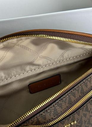 Топ! кожаная бананка michael kors mott pebble bum bag brown