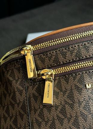 Топ! кожаная бананка michael kors mott pebble bum bag brown