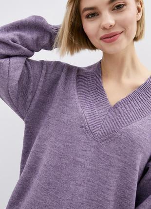 Женский вязаный пуловер-джемпер свободного кроя из пряжи с содержанием шерсти8 фото