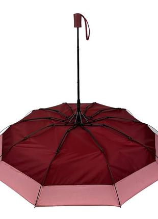 Складной зонт полуавтомат с полоской по краю от bellissimo, антиветер, бордовый 019308-38 фото