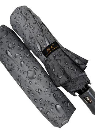Женский зонт полуавтомат "капли дождя" от s&l на 10 спиц, серая ручка, 01605р-42 фото