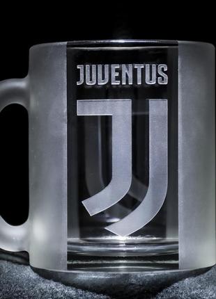 Чашка с гравировкой лого футбольного клуба ювентус, fc juventus sanddecor