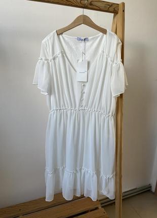 Белое платье праздничное платье для девушки белое нарядное платье женское на короткий рукав