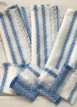 Вінчальний набір рушників блакитний "барвінок 7" 7 позицій: 2 рушники на ікони, 1 для перев'язування рук, 4 серветки