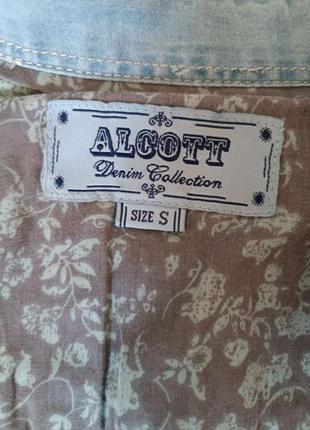 Крутевая джинсовая рубашка alcott. размер s. украшена вышивкой.4 фото