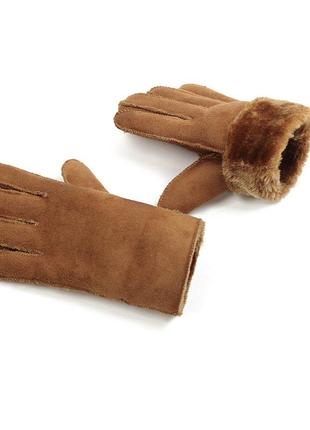 Жіночі натуральні шкіряні рукавички на овчині корея замшеві рукавички на натуральній овчині