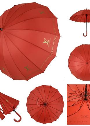 Жіноча парасоля-тростина з логотипами брендів, напівавтомат від фірми max, червона, 1001-52 фото