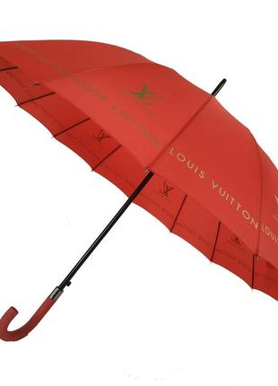 Жіноча парасоля-тростина з логотипами брендів, напівавтомат від фірми max, червона, 1001-53 фото