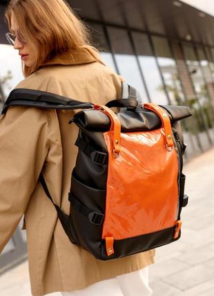 Женский рюкзак sambag rolltop hacking черно-оранжевый2 фото
