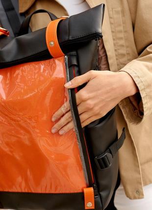 Женский рюкзак sambag rolltop hacking черно-оранжевый10 фото