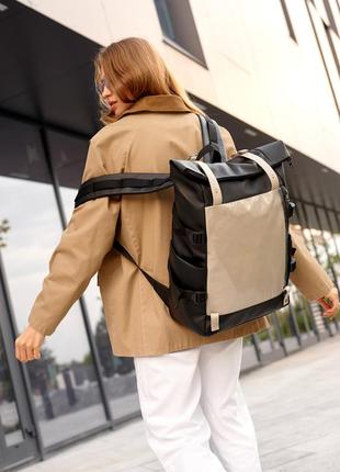 Женский рюкзак sambag rolltop hacking черно-серый6 фото