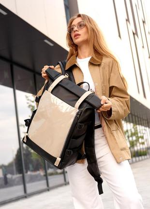 Женский рюкзак sambag rolltop hacking черно-серый9 фото