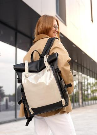 Женский рюкзак sambag rolltop hacking черно-серый