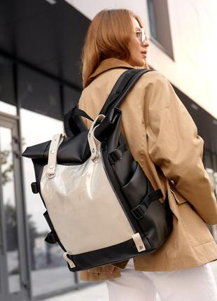 Женский рюкзак sambag rolltop hacking черно-серый2 фото