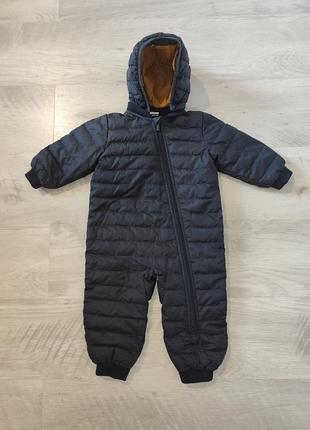 Дитячий теплий пуховий чорний комбінезон h&m 74 см