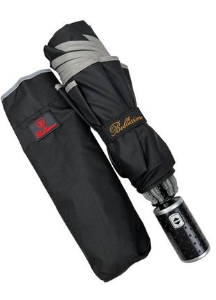 Женский складной зонт автомат зонт со светоотражающей полоской от bellissimo, черный м0626-26 фото