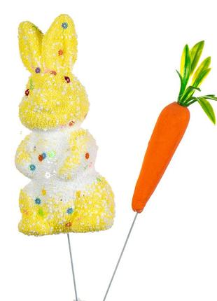 Декор на палочке "кролик с морковкой" (7 см.)