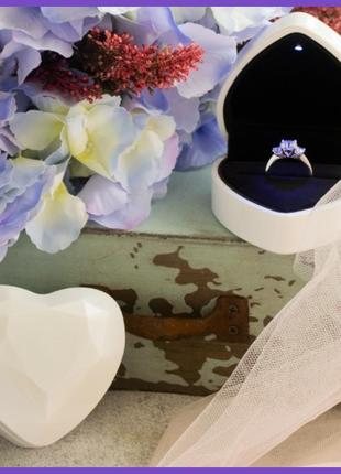 Футляр коробочка для кольца с подсветкой / подарочная коробочка сердце для кольца, серег, сережек1 фото
