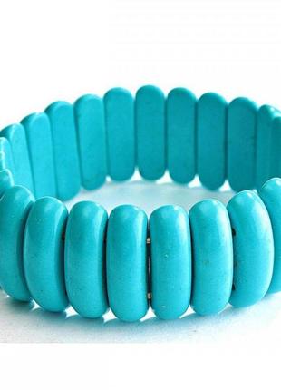 Браслет на резинці блакитна бірюза довгасті камені