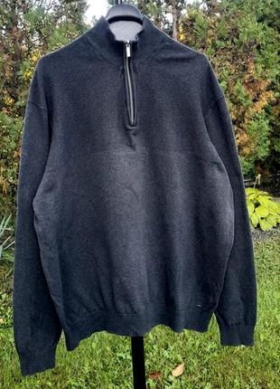 Westbury/ темно-серый хлопковый свитер с молнией на воротнике