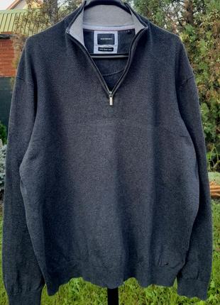 Westbury/ темно-серый хлопковый свитер с молнией на воротнике5 фото