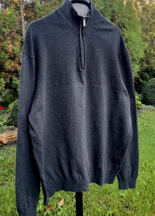 Westbury/ темно-серый хлопковый свитер с молнией на воротнике2 фото