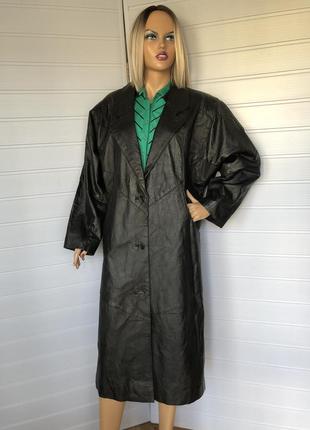 Вінтажний шкіряний плащ