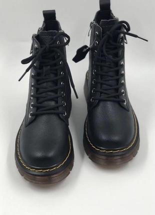 Чорні берці черевики із натуральної шкіри8 фото