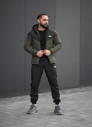 Комплект куртка tnf черная-хаки + штаны tnf. борсетка tnf в подарок!