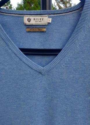 Riley/ голубой мужской хлопковый пуловер4 фото