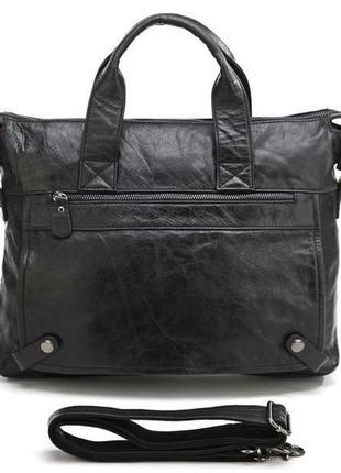 Стильная современная кожаная натуральная сумка на каждый день, черная 7120a2 фото
