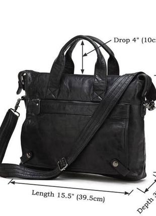 Стильная современная кожаная натуральная сумка на каждый день, черная 7120a4 фото