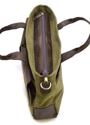 Удобная стильная мужская сумка из канвас и лошадиной кожи tarwa rhc-3990-3md хакки6 фото
