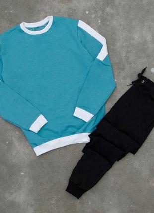 Мужской спортивный комплект свитшот и штаны костюм с лампасами осенний