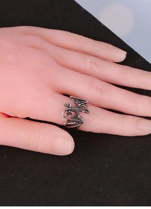 Каблучка чоловіча жіноча срібний дракончик перстень у вигляді дракона регульований6 фото