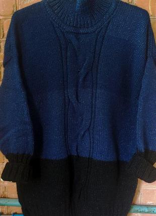 Жіночий в'язаний светр з косою джемпер пуловер оверсайз довгий ангора ручна робота