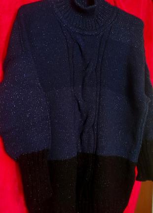 Женский вязаный свитер с косой джемпер пуловер оверсайз длинный ангора ручная работа5 фото