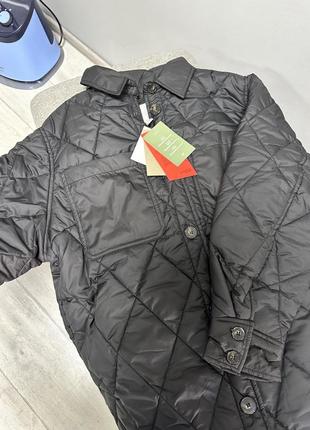 Трендова чорна стьобана довга куртка h&amp;m вітровка анорак курточка пальто плащ10 фото