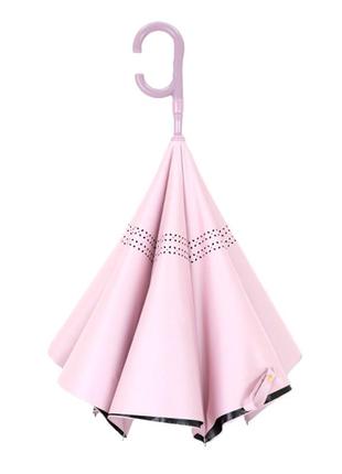 Зонт наоборот женский up-brella 1166 pink обратного сложения2 фото