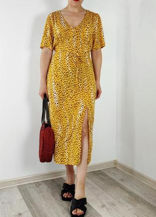 Леопардовое платье миди с разрезом miss selfridge3 фото
