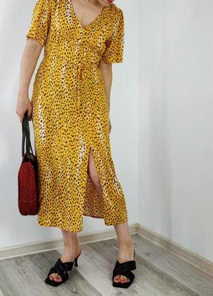 Леопардовое платье миди с разрезом miss selfridge4 фото