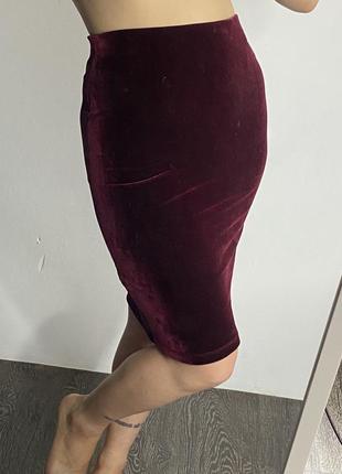 Велюровая бархатная юбка карандаш