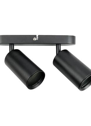 Світильник спот поворотний на 2 лампи (цоколь gu10, ip20, метал, чорний колір) joker-2