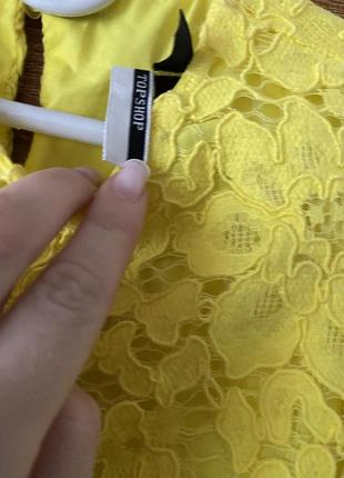 Жовта сукня кроше плаття з мережива мереживне плаття zara topshop платье трапеция кружевное платье с драпировки2 фото