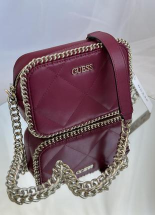 Сумка guess оригинал кросс боди бордовая красная3 фото