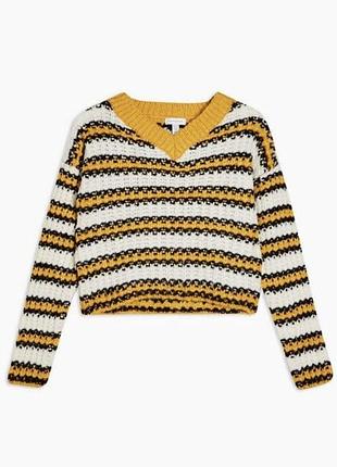 В‘язаний жіночий укорочений светр topshop, светр в полоску, светр в смужку, кофта в полоску