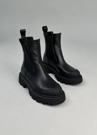 Челси женские кожаные черные демисезонные и зима