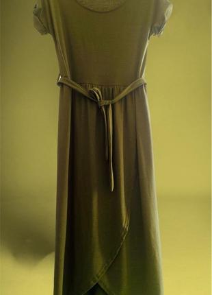Трикотажне плаття міді кольору хакі