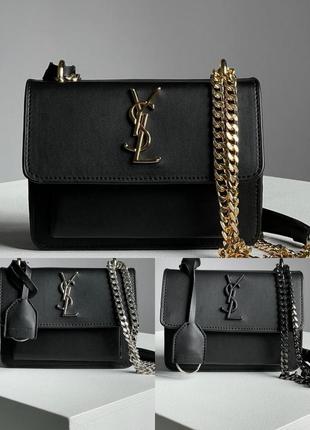 Сумка мини в стиле yves saint laurent sunset mini chain black